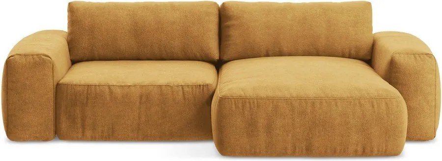 Шенилов сгъваем ъглов диван в цвят горчица (десен ъгъл) Kuki – Makamii