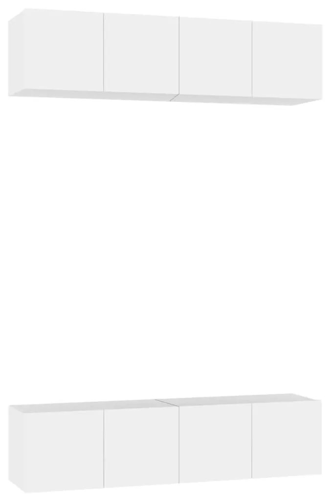 3074450 vidaXL ТВ шкафове, 4 бр, бели, 60x30x30 см, инженерно дърво