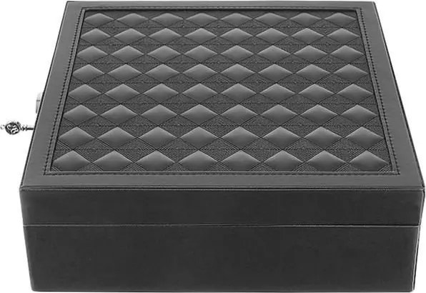 Кутия за бижута и часовници с огледало, отделящи се отделения и ключалка с ключ, екологична кожа, 25,5х25,5х30см