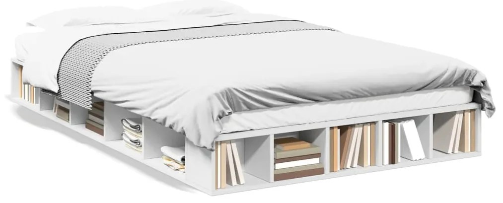 3280482 vidaXL Рамка за легло, бяла, 120x200 см, масивно дърво