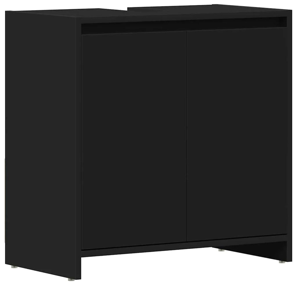 802643 vidaXL Шкаф за баня, черен, 60x33x61 см, инженерно дърво