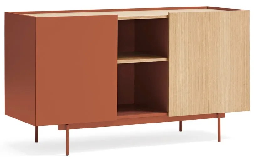 Нисък скрин в цвят тухла и естествен дъб 130x78 cm Otto - Teulat