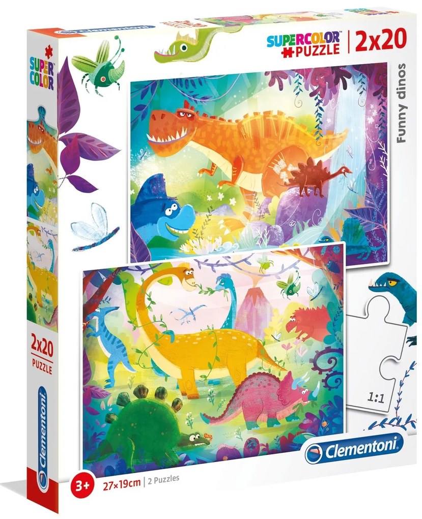 Clementoni - Пъзел Funny Dinos 24755 - 2x20 части