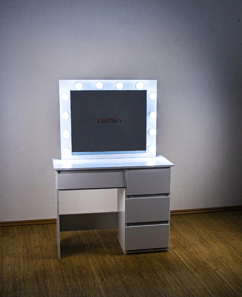 Тоалетка с LED огледало Cleopatra White