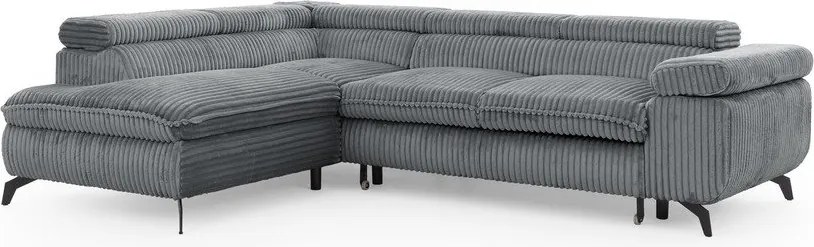 Сив ъглов диван от рипсено кадифе (ляв ъгъл L форма) Marbeya – Ropez