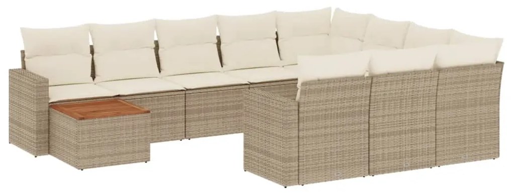 3256639 vidaXL Градински диван с възглавници, 11 части, бежов полиратан