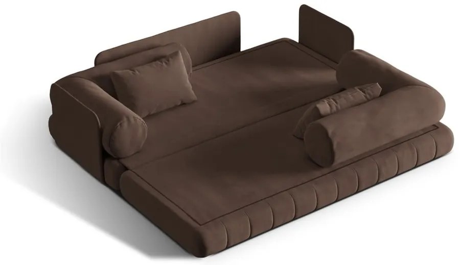 Кафяв кадифен сгъваем диван 206 cm Kemi – Cosmopolitan Design