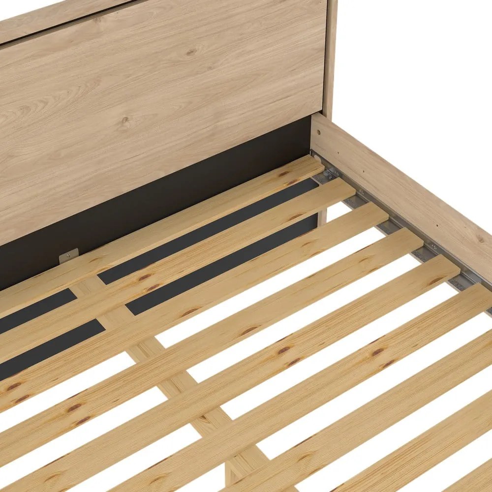 Двойно легло от дъбов декор с включена подматрачна рамка в естествен цвят 140x200 cm Ry – Tvilum