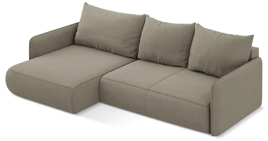 Бежов разтегателен ъглов диван с място за съхранение (ляв ъгъл) Nanea – Makamii