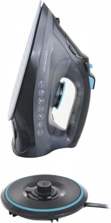 Безкабелна ютия Esperanza EHI010, 2600W, Керамична плоча, 300 мл, Сухо+пара, Самопочистване, Вертикално гладене, Черен