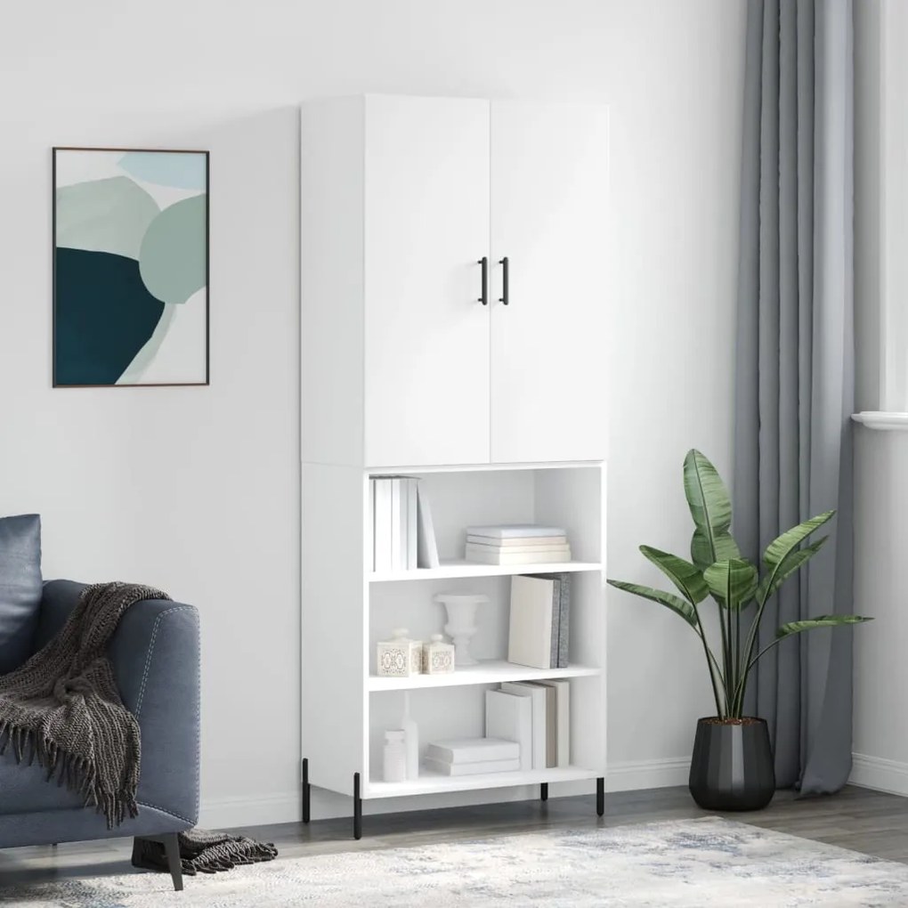3196075 vidaXL Висок шкаф, бял, 69,5x34x180 см, инженерно дърво