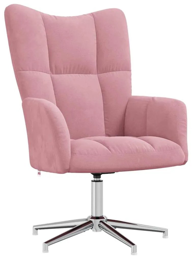 328121 vidaXL Релакс стол, розов, кадифе