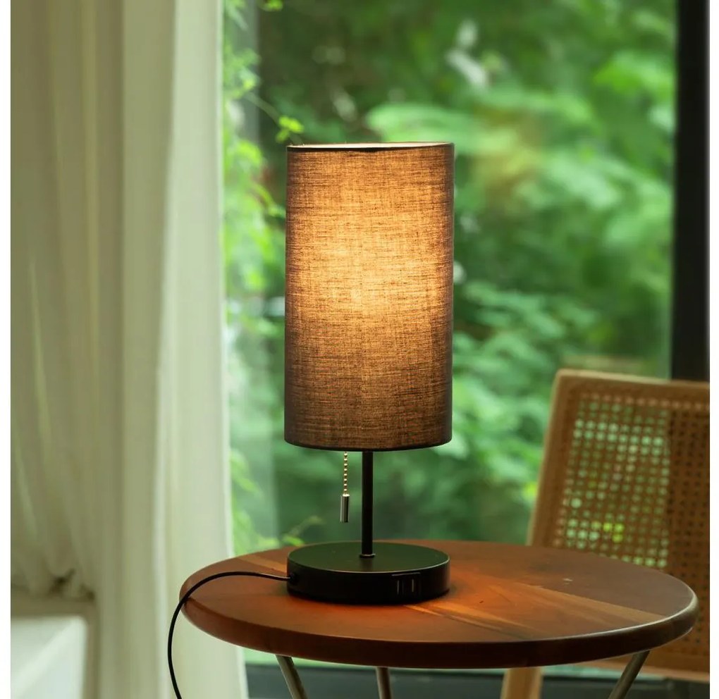 Aigostar - Настолна лампа с USB порт 1xE27/40W/230V черен