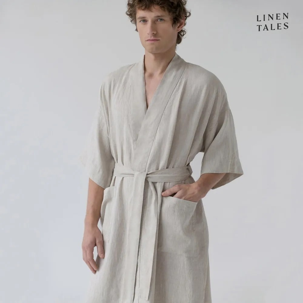 Бежов ленен халат размер L/XL Summer - Linen Tales