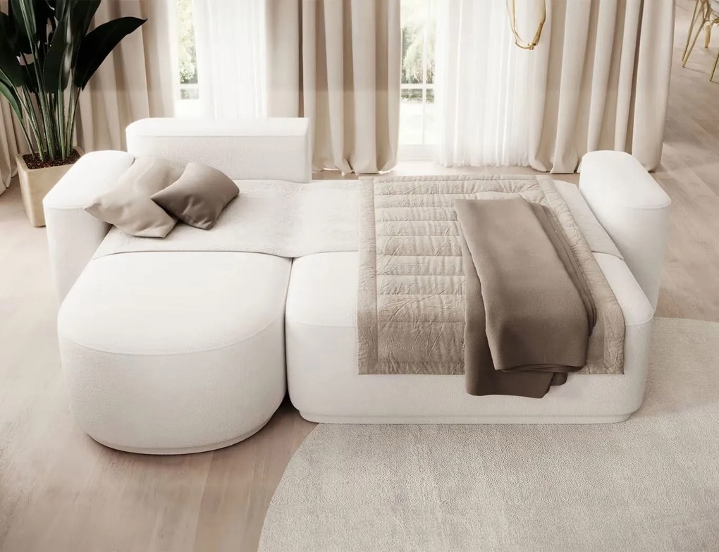 Ъглов диван Luxora-Бял-ляв