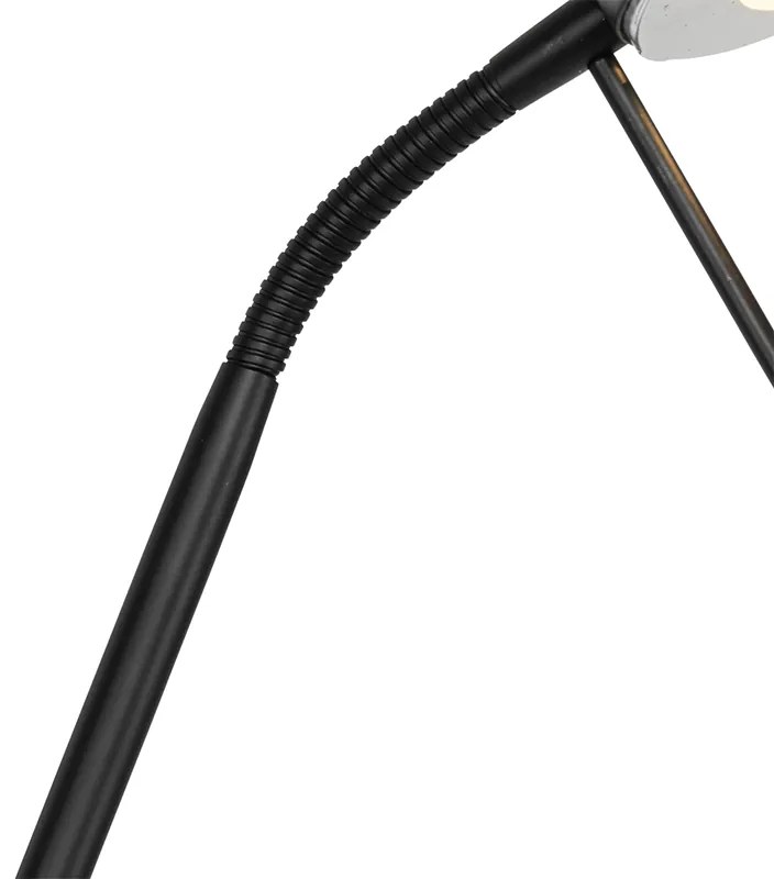 Модерна подова лампа черна с лампа за четене с LED димер до топло - Diva