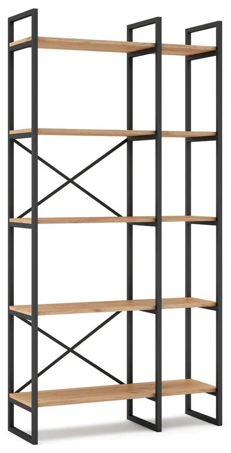 Рафт от черен/естествен дъб 87,5x175 cm Dusan - Marckeric