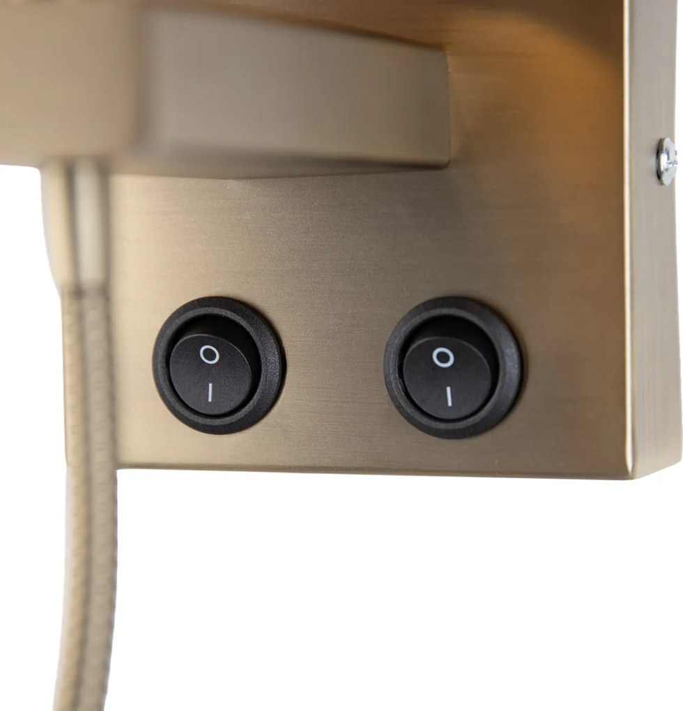 Стенна лампа бронз с гъвкаво рамо и оранжев абажур със златист интериор 18 см - Brescia Combi