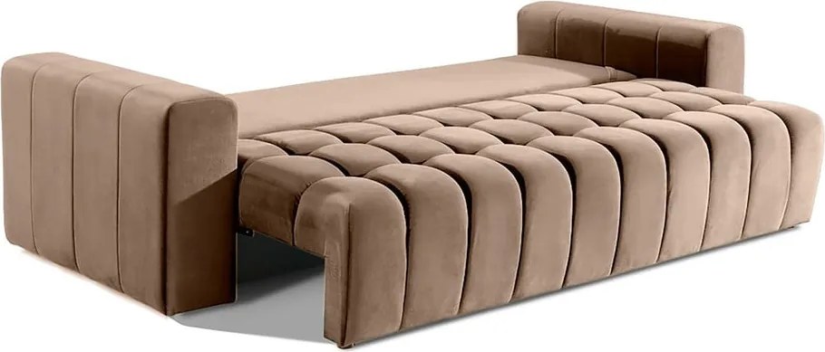 Светлокафяв кадифен разтегателен диван с място за съхранение 247 cm Lazaro – ELTAP