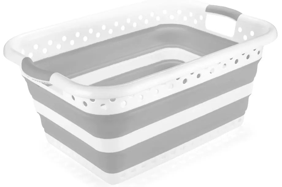 Бяло-сива пластмасова кошница за пране 40 л - Addis