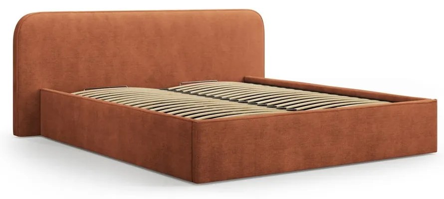 Двойно тапицирано легло с място за съхранение с включена подматрачна рамка в тухлен цвят 160x200 cm Elizabeth – Micadoni