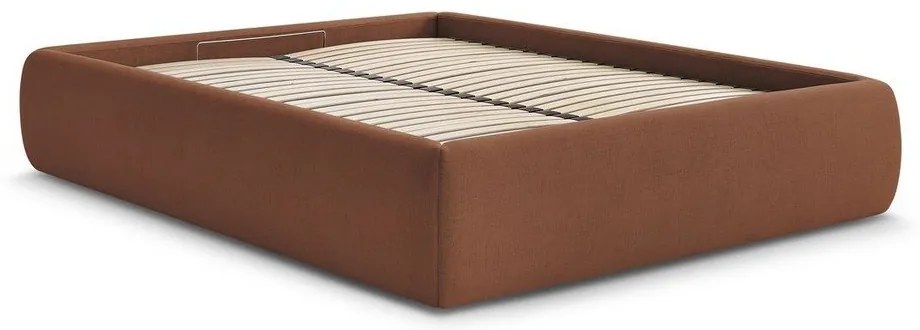 Оранжево двойно легло 180x200 cm тапицирано с място за съхранение/без табла с включена подматрачна рамка Inera – Bobochic Paris