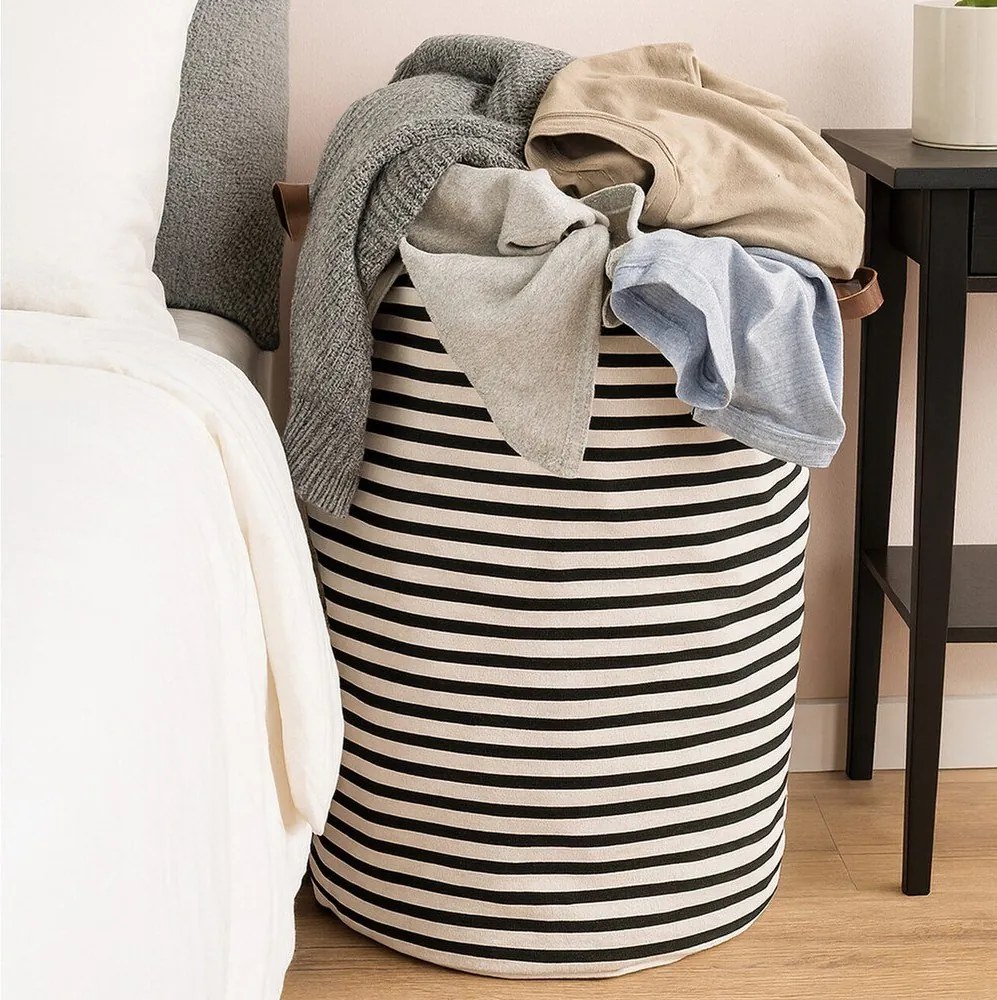 Черно-бял текстилен кош за пране 54 l Stripe – Premier Housewares