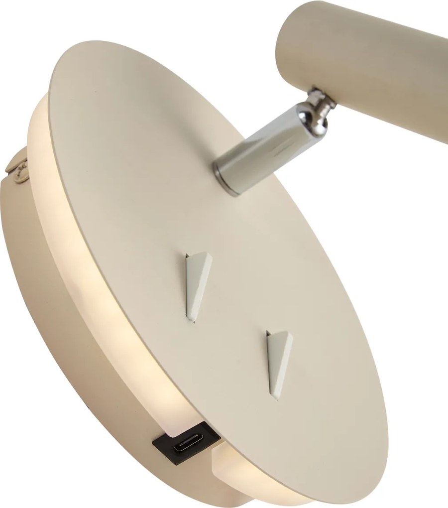 Модерна стенна лампа бежова с LED и USB-C - Croft
