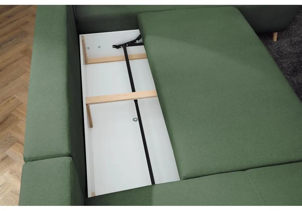 Зелен ъглов разтегателен диван (десен ъгъл/У-образна форма) Nessa - Bobochic Paris
