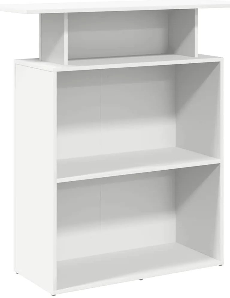 859051 vidaXL Рецепционно бюро, бяло, 100x40x104 см, инженерно дърво
