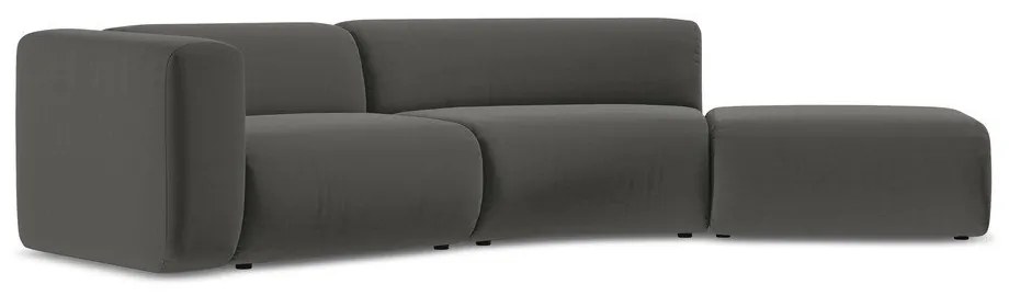 Сив кадифен шезлонг (десен ъгъл) Ekahi – Makamii