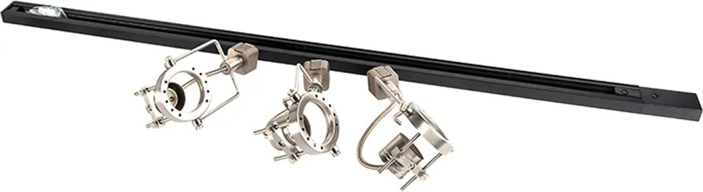 Интелигентна 1-фазна релса черна със стомана, вкл. 3 WiFi GU10 - Iconic Suplux