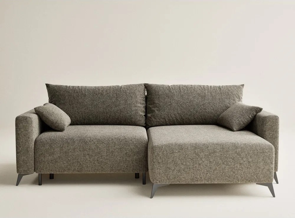 Кафяв шенилов сгъваем/с място за съхранение ъглов диван (десен ъгъл) Leon – Maison de Rêve