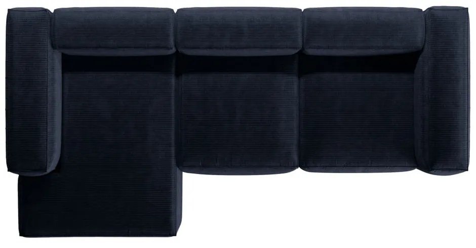 Тъмносин ъглов диван от рипсено кадифе (ляв ъгъл) Bergamo – Cosmopolitan Design