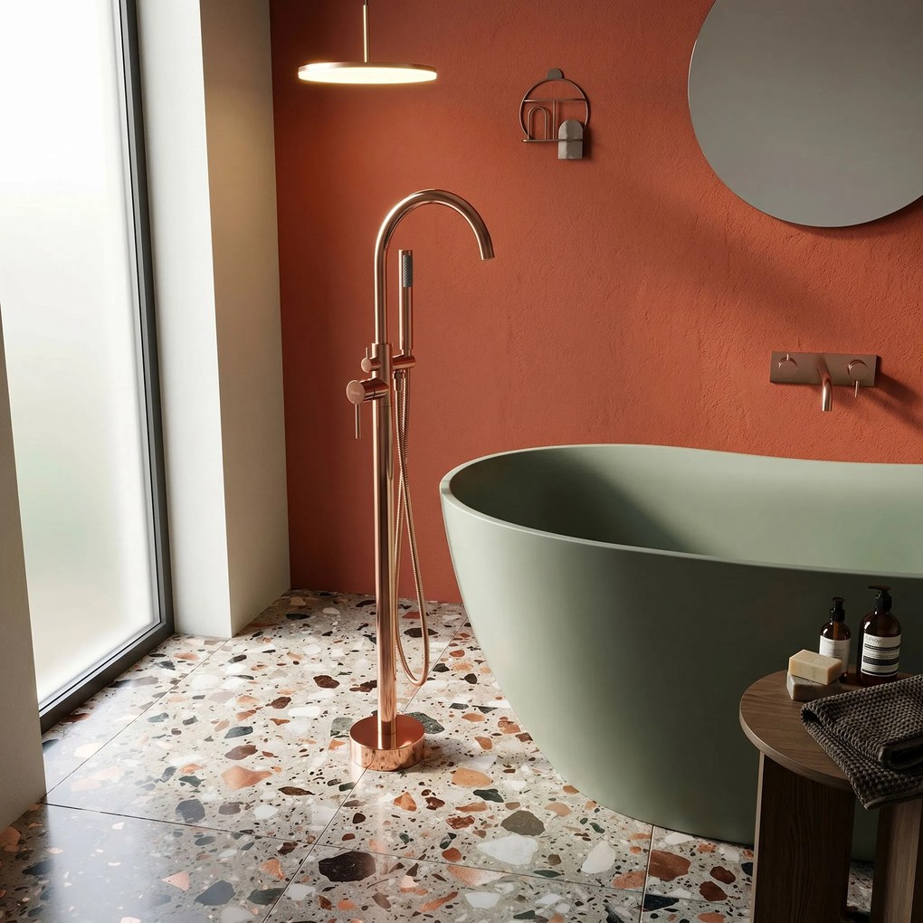 Cмесител-свободно стоящ  Rea Lungo Copper