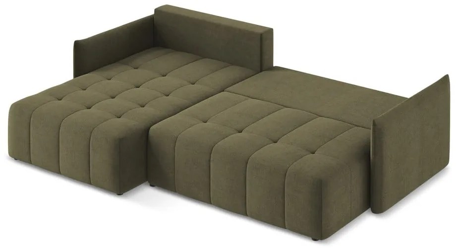 Разтегателен ъглов диван с място за съхранение в цвят каки (ляв ъгъл) Moku – Makamii