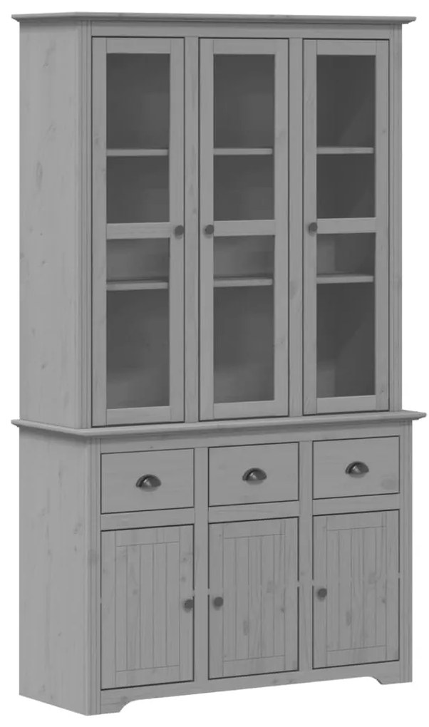 3206453 vidaXL Висок шкаф BODO, сив, 115,5x43x200,5 см, бор масив
