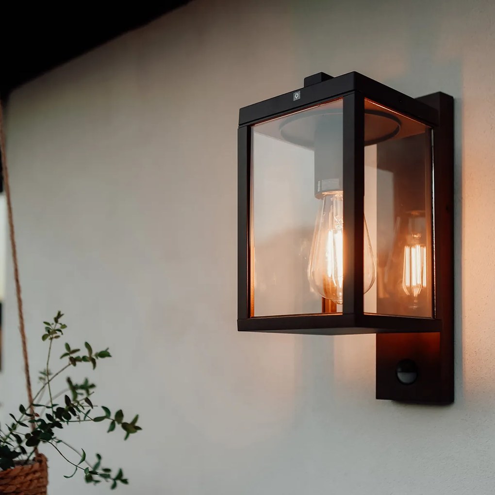 Външна стенна лампа ръждиво кафява с датчик за движение IP44 - Charlois