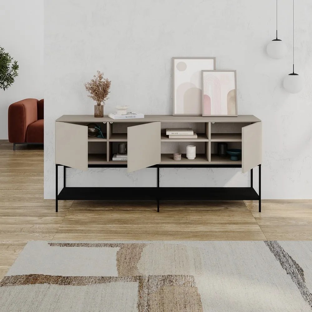 Черно-кремав скрин 180x80x40 cm Amira – Marckeric