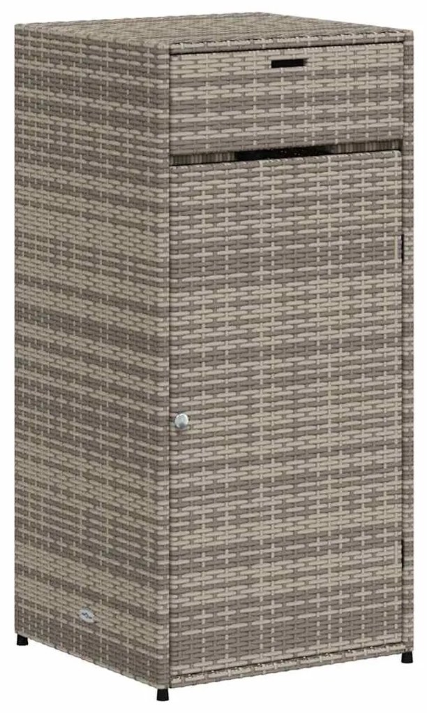 365561 vidaXL Градински шкаф за съхранение, сив, 55x55x111 см, полиратан
