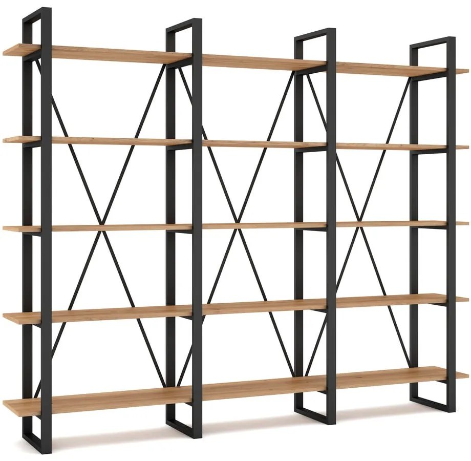 Рафт от черен/естествен дъб 218x180 cm Aviva - Marckeric