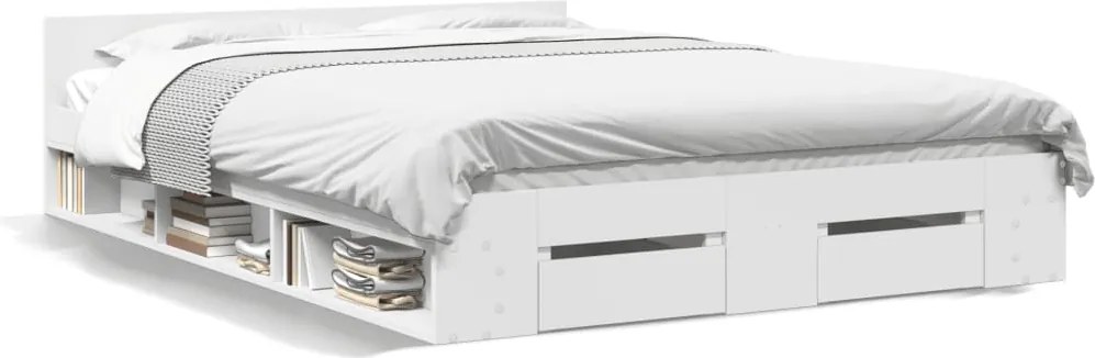 3280776 vidaXL Рамка за легло, с чекмеджета, без матрак, бяла, 120x190 см