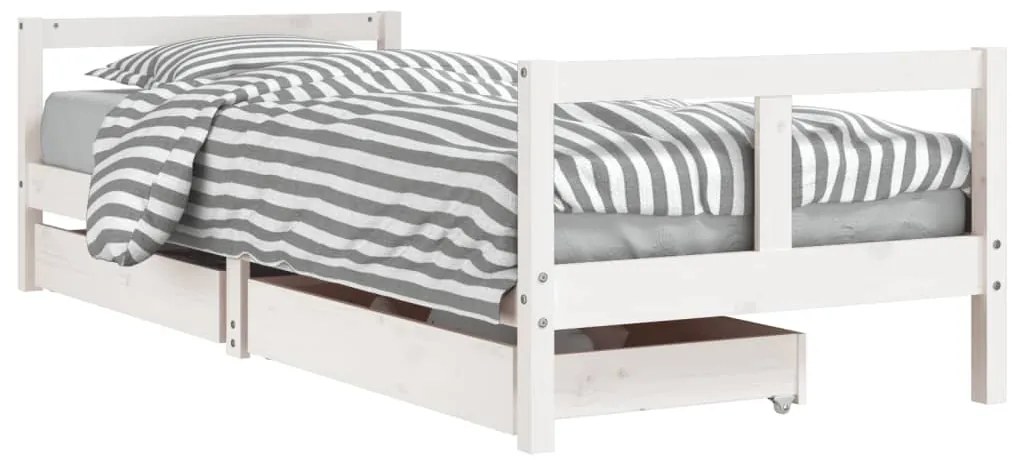 834406 vidaXL Рамка за детско легло с чекмеджета, бяла, 80x200 см, чам масив
