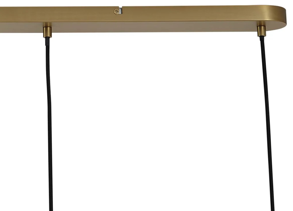 Бронзова висяща лампа с димно кехлибарено и зелено стъкло правоъгълна 4-лампи - Bao