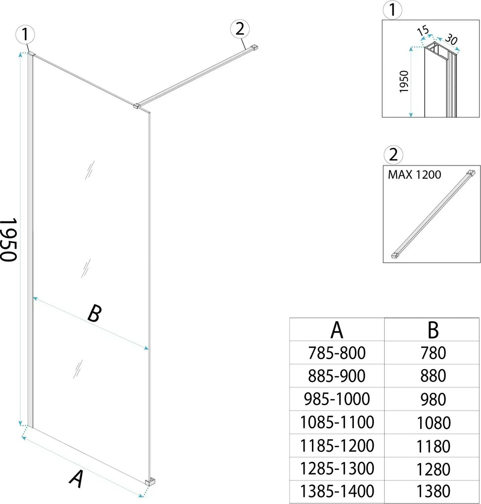 Параван за душ Rea Flexi Transparent / Brush Copper 140