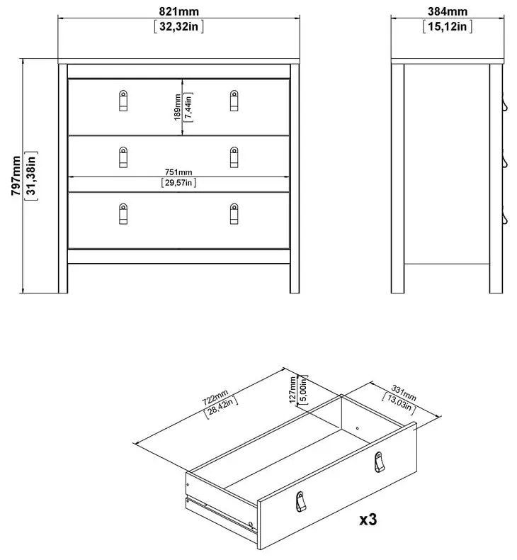 Бял нисък скрин 82x80 cm Madrid – Tvilum