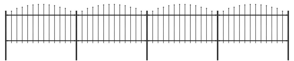 Sonata Градинска ограда с пики, стомана, (1,25-1,5)x6,8 м, черна