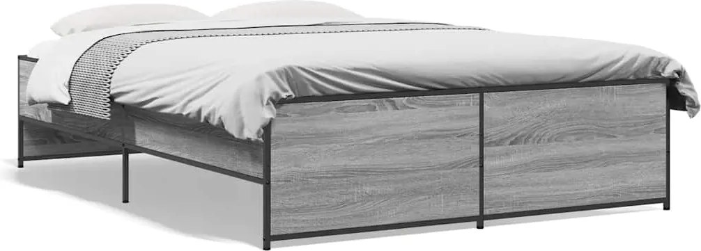 3279900 vidaXL Рамка за легло, сив сонома, 140x190 см, инженерно дърво и метал