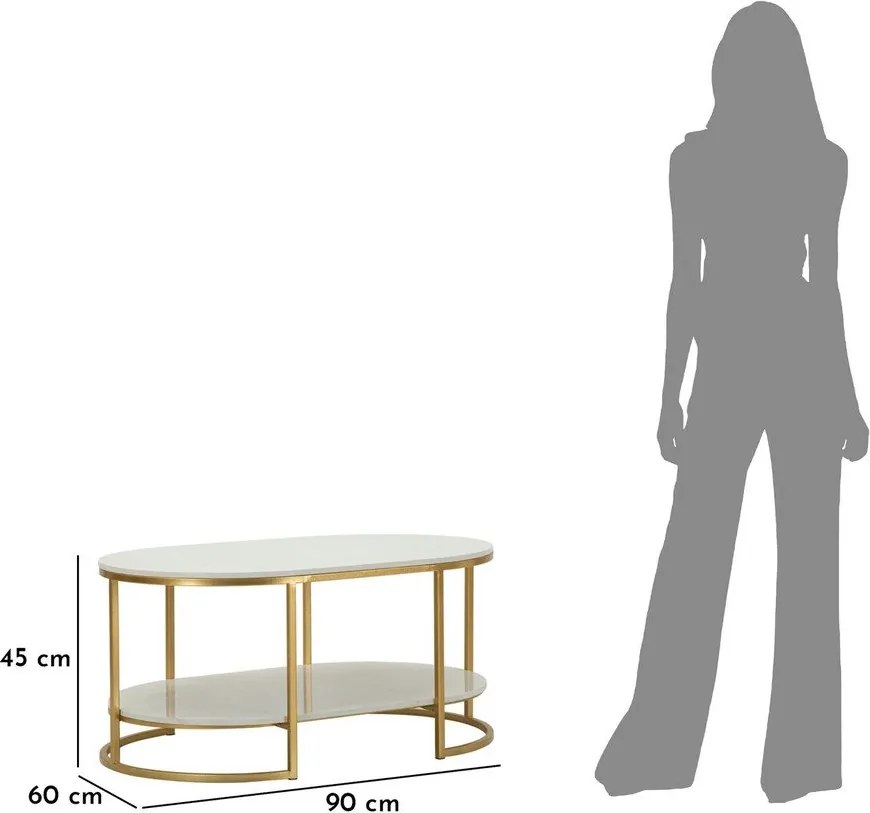 Бяла/златистa масичка за кафе с мраморна плоча 60x90 cm Izmir – Mauro Ferretti