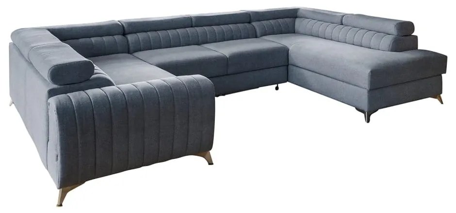 Син сгъваем/с място за съхранение ъглов диван (десен ъгъл/U форма) Louis – ELTAP